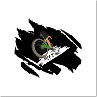 black white green brown ride to win bike bicycle t-shirt design concept dress cloth costume Posters and Art